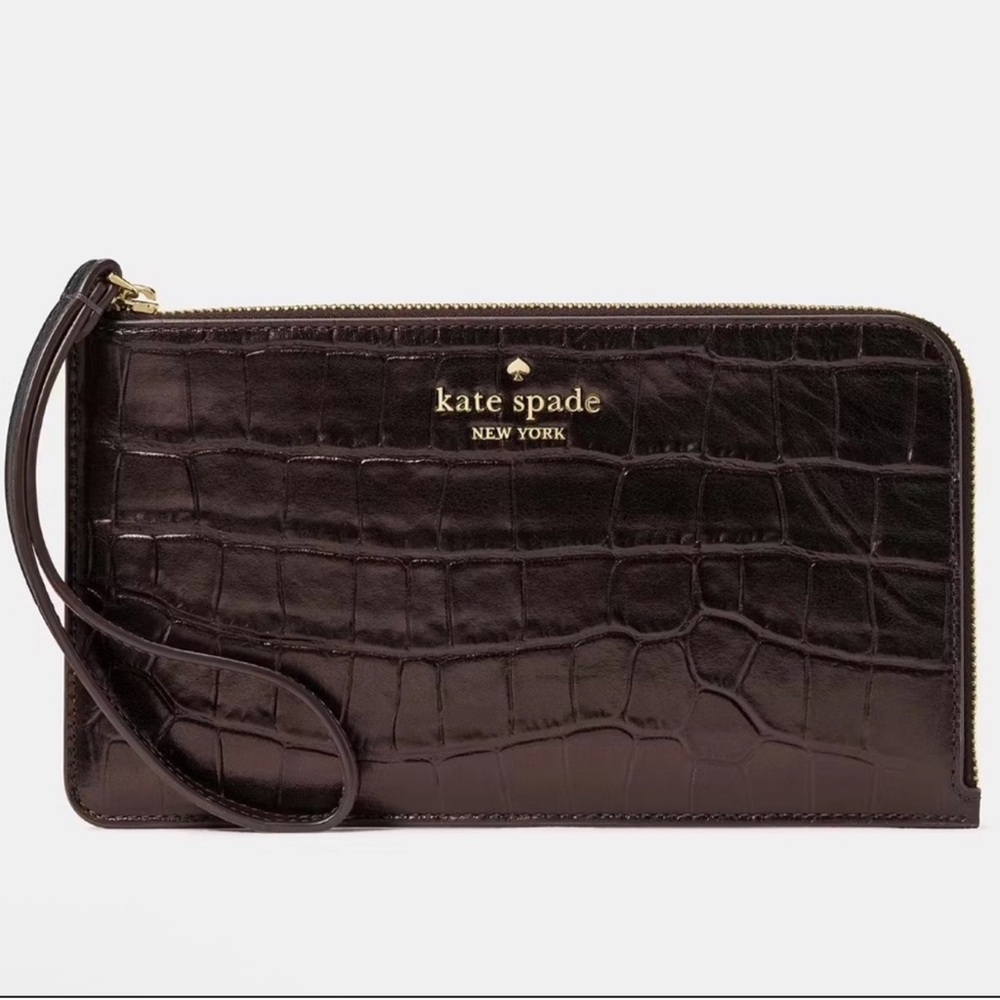 Kate Spade Hot Fudge Croc Embossed Clutch